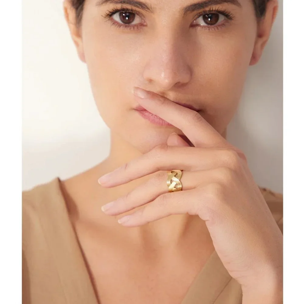 New 18K Gold Plated Braided Resizable Ring